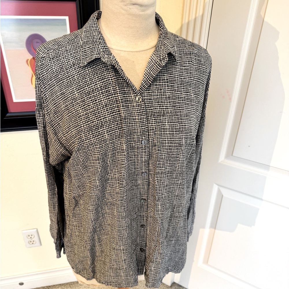 J-Jill black/white checkered top size L